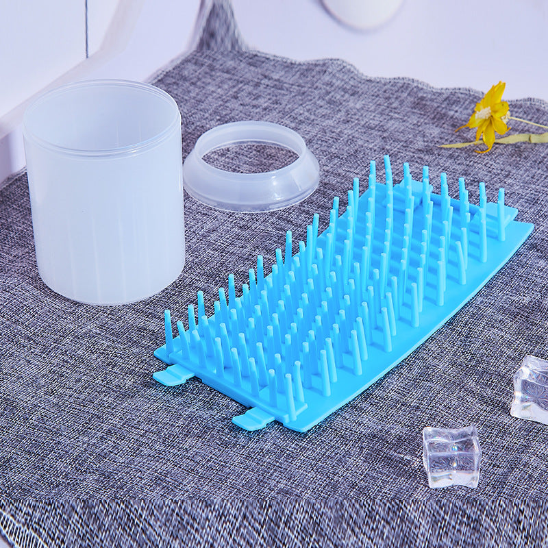Dog paw cleaner cup with soft bristle insert